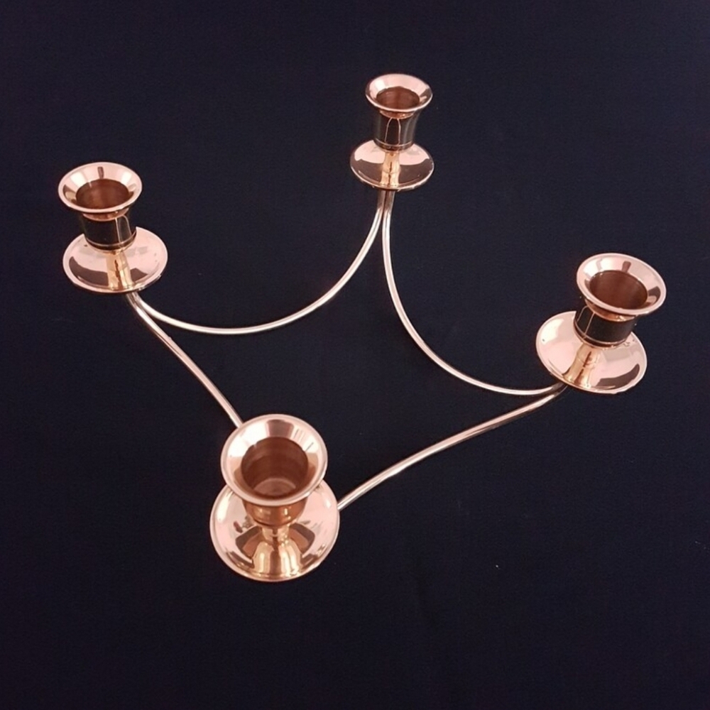 Vintage Brass Candelabra, Holds 4 Candles in a Square, Brass Candlestick Holder